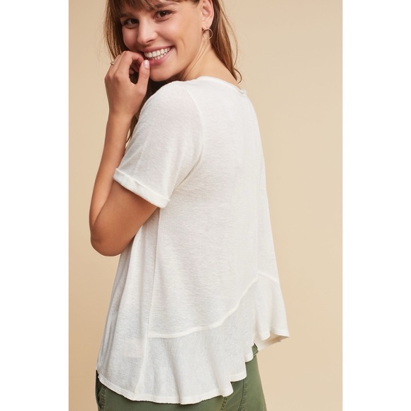 NWT Anthropologie Embroidered Linen Floral Top White Pink Size Small - Picture 8 of 16